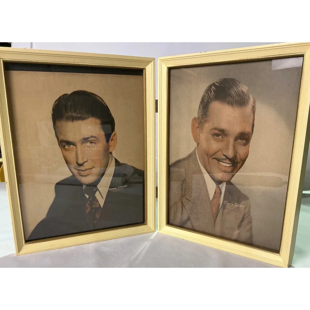 Vintage Clark Gable & James Stewart Folding Double Portrait Frame‎ MGM